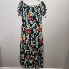 Forever 21 Floral Off Shoulder Maxi Dress 1X Tropical Print Cottagecore