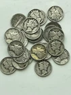 Lot of 25 Mercury Dimes  90% Silver - circ 30's & 40's