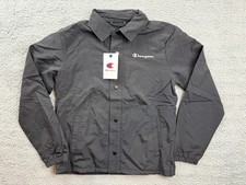 Champion Jacket Youth Large 14/16 Gray Snap Front Fleece Lined Windbreaker