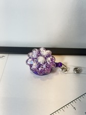 Purple resin Flower Badge Holder Retractable Reel ID