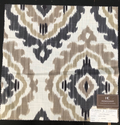 CLARKE & CLARKE Jasmine in Natural 17 1/2'' Cotton Ikat Fabric Sample pc 2