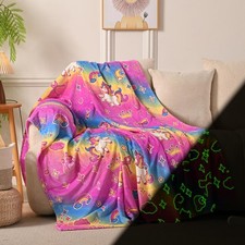 Lotus Karen Unicorn Glow in The Dark Blanket 50x60, Rainbow
