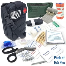 145 Pcs Adventure Medical Kits Trauma Pack First Aid Kit w/Compression Bandages