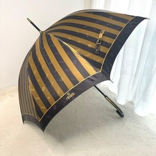 FENDI Gold Stripe Logo Umbrella Luxury Unisex Manual Open 90cm Premium