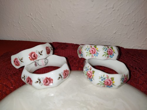 Sandford feiner Knochen China Serviettenhalter Made in England, Rosendruck. 4 im Set. - Bild 3 von 9
