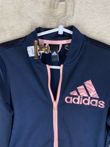 adidas Track Jackets Size L Girls Kids Navy Logo Long Sleeve Activewear - Picture 2 of 11