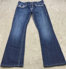 Vigoss Jeans Women's Size 9 Blue Denim Bootcut Embroidered Whiskers 4461