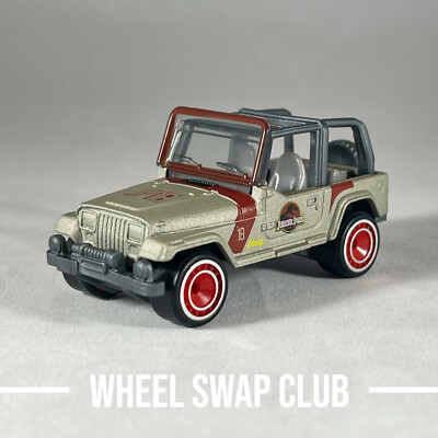 Matchbox JEEP WRANGLER ROLLBAR JURASSIC PARK Custom Wheel Swap Real  Riders