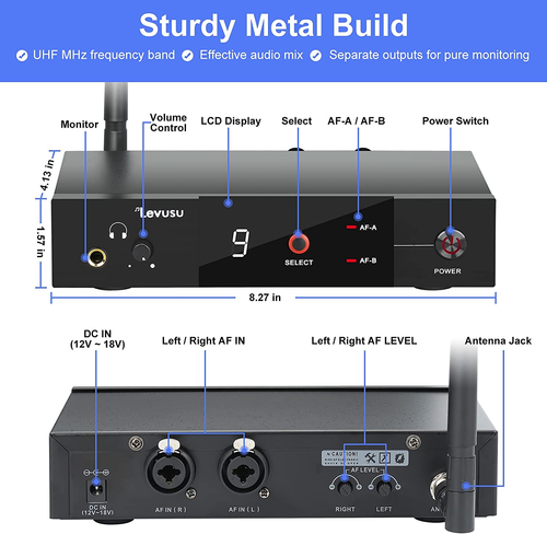 Sistema di monitoraggio in-ear wireless UHF con auricolare, 180 piedi, montaggio su rack, professionale - Foto 2 di 6