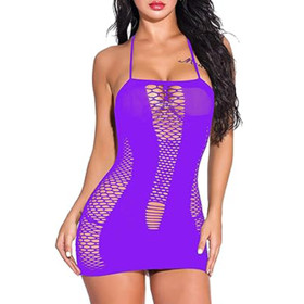 Women&lsquo;s  Badydoll Cut Out Bodysuit Chemise Lingerie Sexy Fishnet Dress Sslid US
