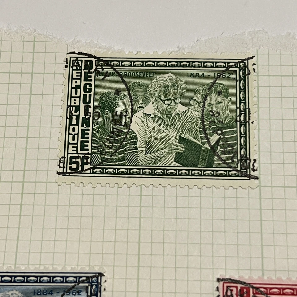 1962 DEGUINEE GUINEA ELEANOR ROOSEVELT STAMPS SET OF 5 WITH NICE CANCELS - Image 2 of 4