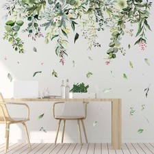 Green Hanging Vine Wall Stickers - Nature Plants Flower Leaves Wall Decals - ...