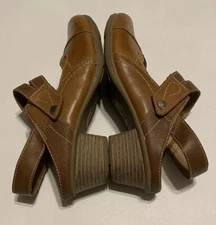 EARTH ORIGINS Marietta Melanie Brown Sling Back Sz 8.5W Mary Jane Block Heel