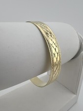 Ladies Solid 9ct Yellow Gold LARGE - 10mm Ladies Gold Slave Bangle - UK Hallmark