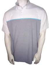 Peter Millar Crown Crafted Mens XL White/Blue Performance Stretch Jersey Polo