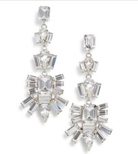 🆕 NORDSTROM CRISTABELLE LINEAR VINTAGE LOOK CRYSTAL DROP EARRINGS-NWT!