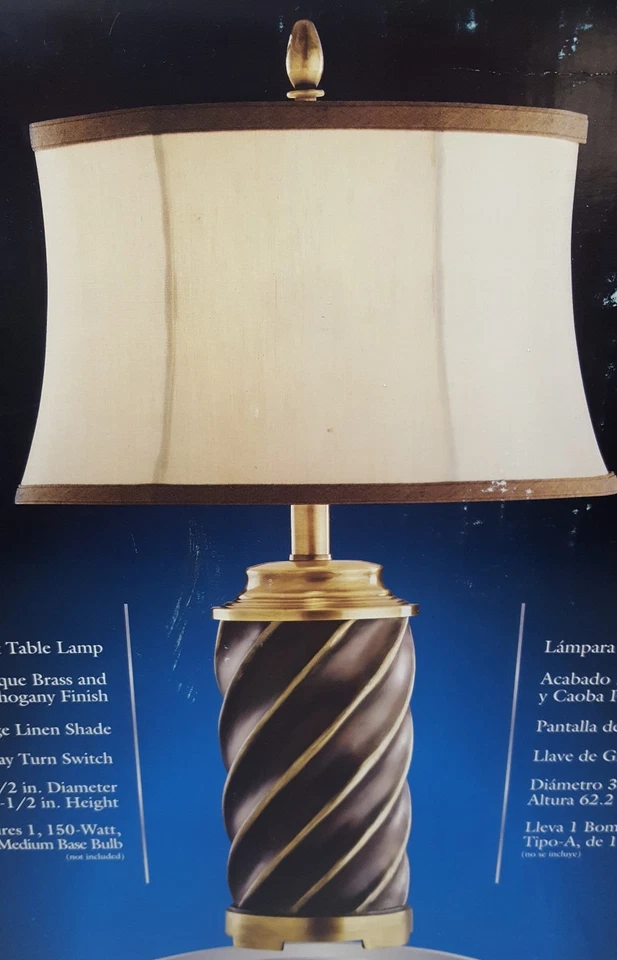 Lámpara de mesa antigua kichler acabado latón y caoba 30319 188556 Foto 2 de 4