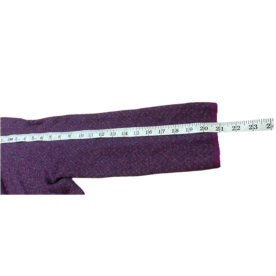 Cardigã Talbots roxo cinza lã de cordeiro angorá cashmere mescla frente aberta tamanho M - Imagem 4 de 4