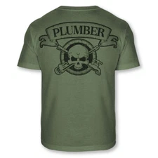 Plumber Skull Crossbones T-Shirt - Crossed Pipe Wrench Soft Blend T Shirt - A109
