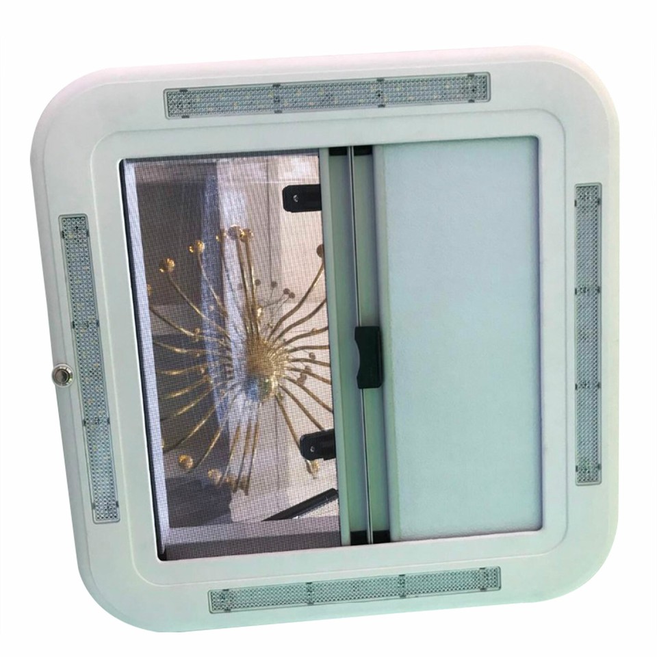 Roof Window RV Caravan Skylight 70° Pushout Window Hatch W/ LED Light