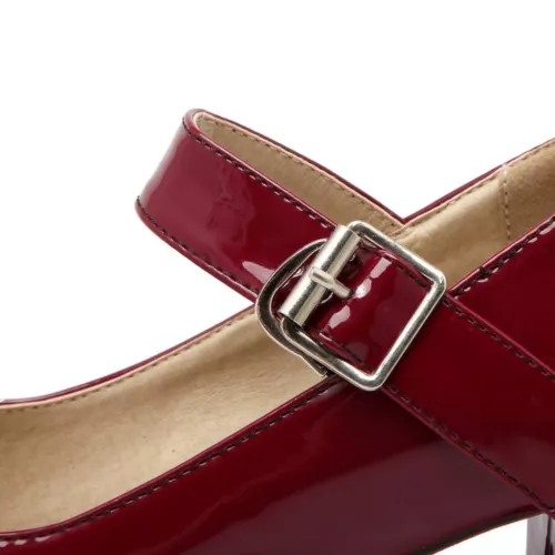 Women's Mary Jane Shoes Fashion Chunky Mid Heel Pumps Patent Leather Shoes Size - Picture 4 of 29