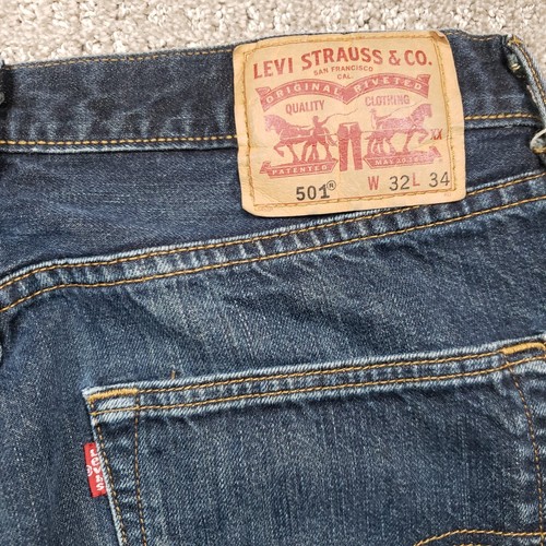 Levis 501 Jeans Herren 32x32 blau Button Fly gerade dunkle Waschung Hose 32x34 - Bild 10 von 19
