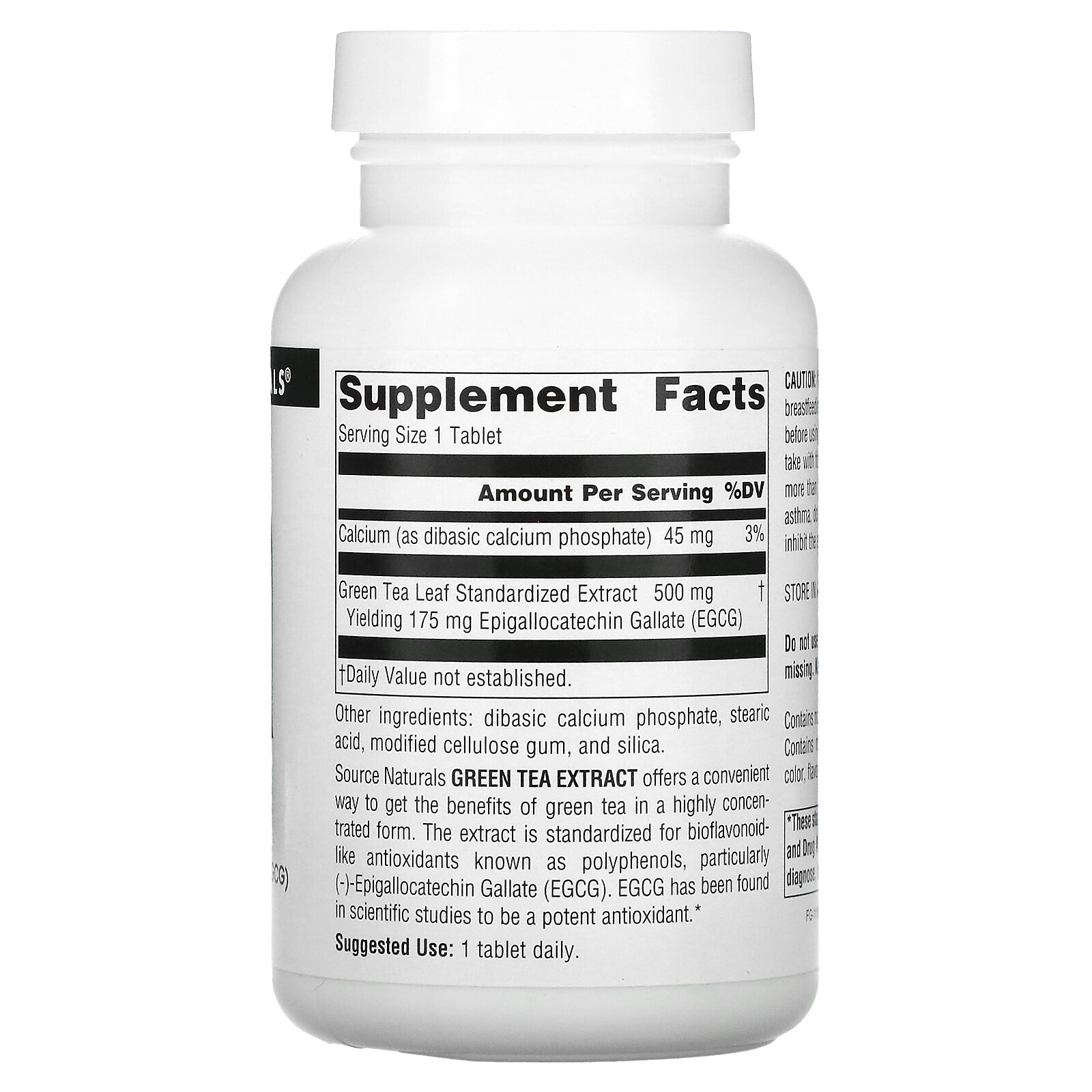 Source Naturals Green Tea Extract 500 mg 120 Tablets Dairy-Free, Egg-Free,