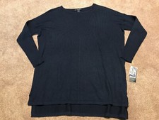 NEW Women Style  Co Blue Tunic Sweater Oversized Small Pullover Cotton Blend