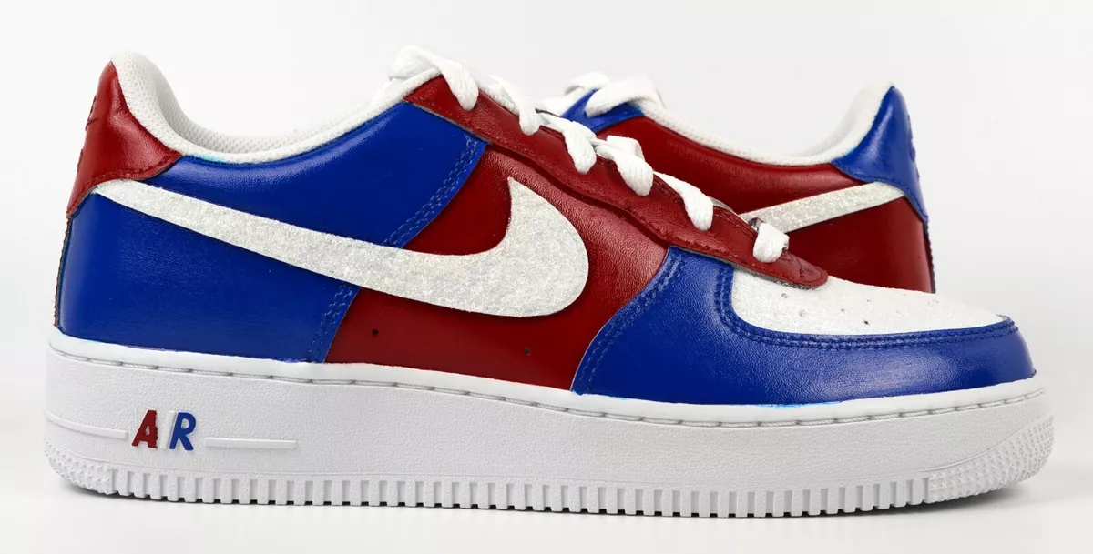 Nike Air Force 1 Custom Low Shoes USA Red White Blue Glitter 4th of July Sneaker