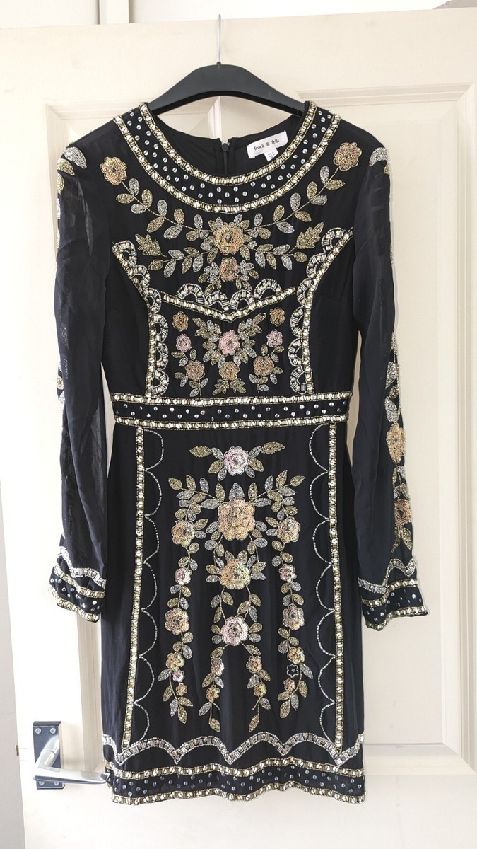 Frock and Frill Heidi Embellished Maxi Dress Black Size RRP £150