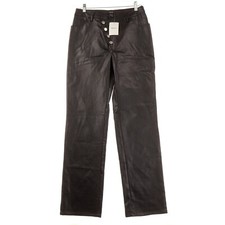 Forever 21 Straight Faux Leather Black Pants Womens Large L Slanted Button-Fly