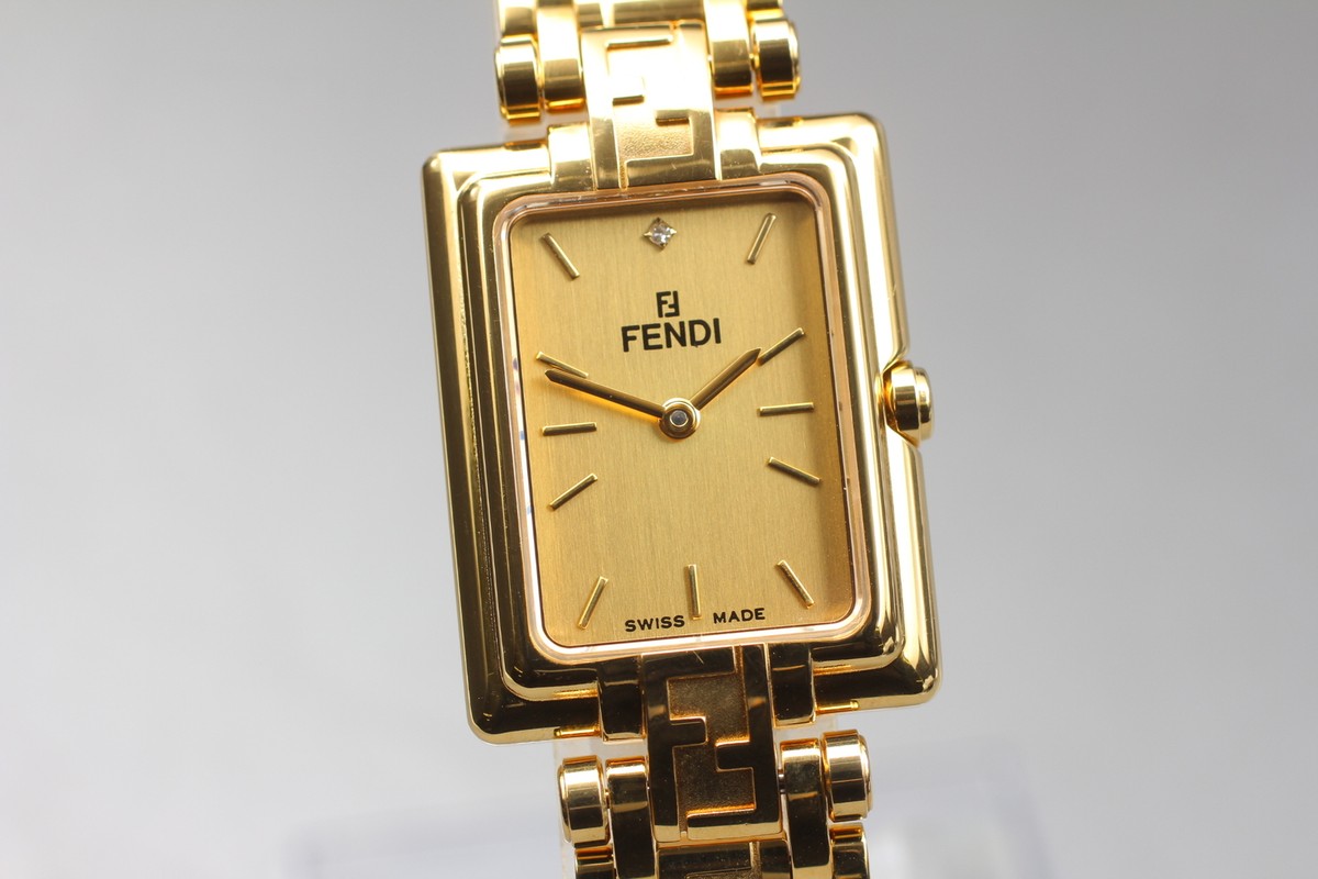 Near MINT] Fendi 730L 1P Diamond Gold Ladies Quartz Watch