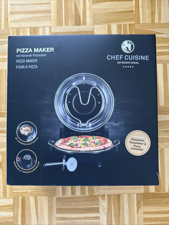 Chef Cuisine Pizza Maker mit Keramik Pizzastein Pizza Ofen Neu OVP Ungeöffnet