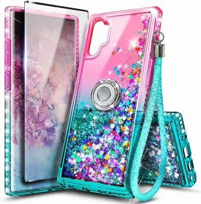 NAGEBEE For Samsung Galaxy Note 10 10+ Plus Glitter Case Ring Holder w/ Screen Protector