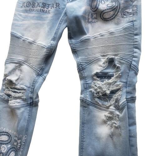Rockstar Original Men's Signature Overprinted Biker Jeans Ultra-Slim Size 36 Rockstar Original Men's Signature Overprinted Biker Jeans Ultra-Slim Size 36