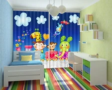 3D Cartoon Train Kids ZHUA2482 Photo Curtain Window Blockout Fabric Amy 2023