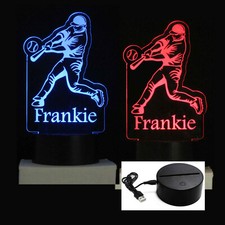 Personalized Baseball player night light, Boys Gift, Gift for Dad, kids gift