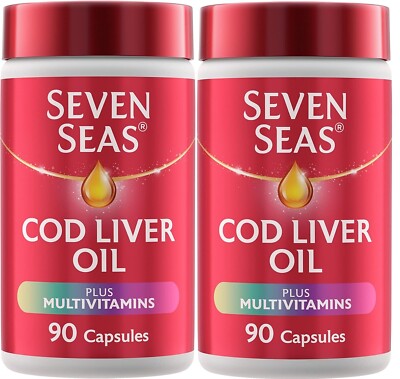 180 x Seven Seas Lebertran Omega-3 Fischöl plus Kapsel Multivitamine Vitamin D