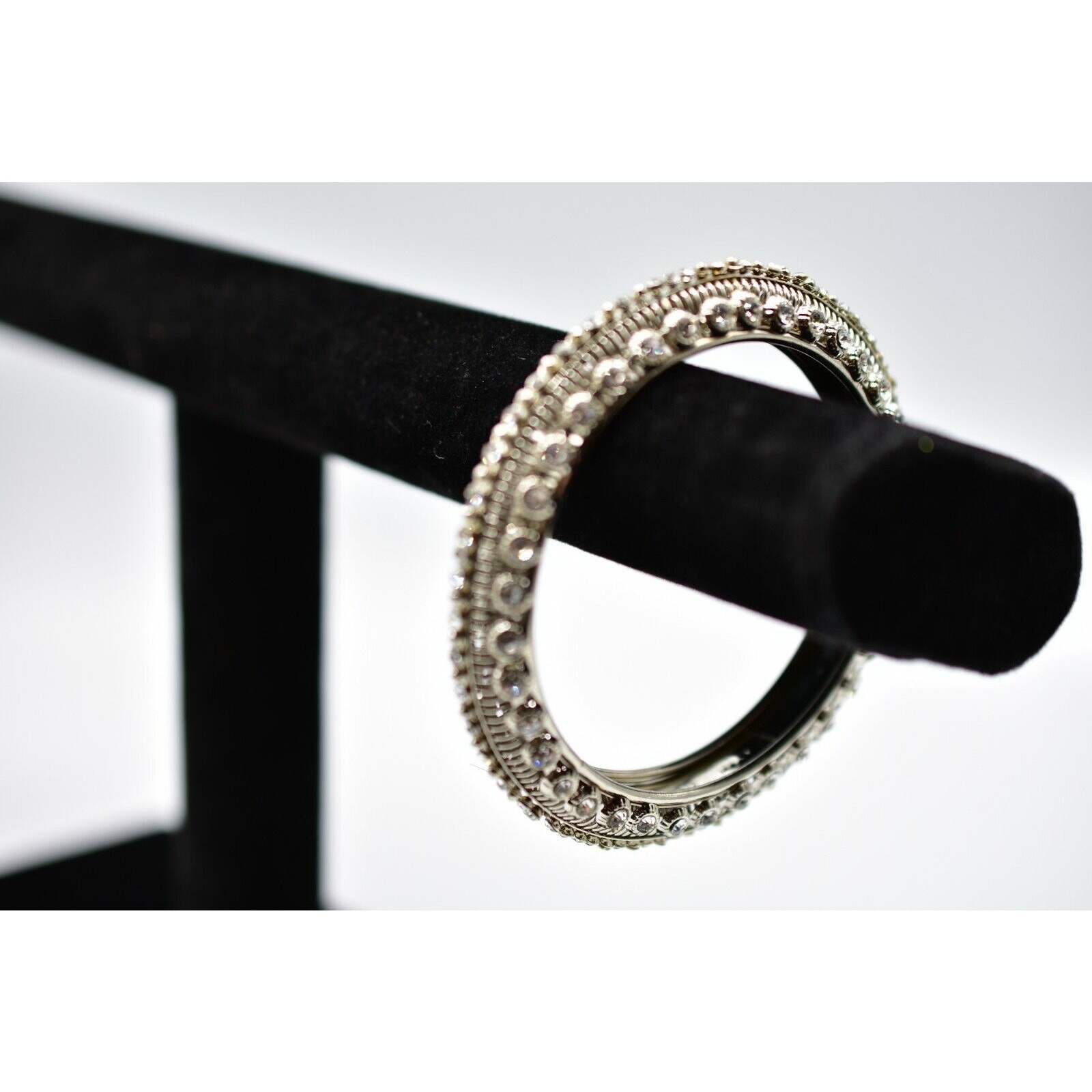 Statement Rhinestone Crystal Bangle Bracelet Silv… - image 8