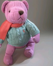 Ralph Lauren The Bear That Cares Pink Pony Knit Teddy Bear Limited Ed Breast Can