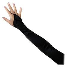 19inch Black Over the Elbow Super Long Fingerless Opera Satin Gloves Women