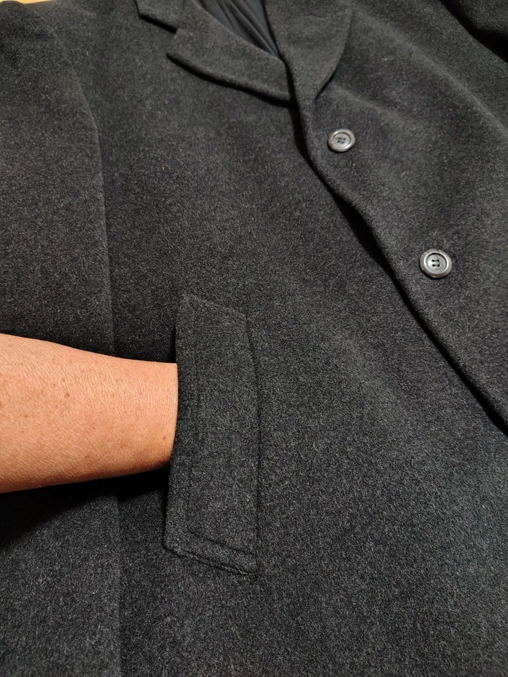 Cashmere Coat Italian Weave Charcoal Gray Men's 42L Long 3-Button Split Bottom - Изображение 4 из 4
