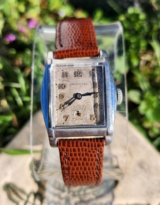 Vtg 1925 Imperial 1035 Art Deco Men's 27mm Tank Watch AS 780 Mechanical 7J!!!