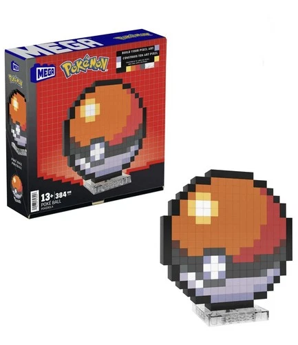 Mega Bloks Pokemon Classic Poke Ball, Pixel Art, 342 Piece Building Set NEW