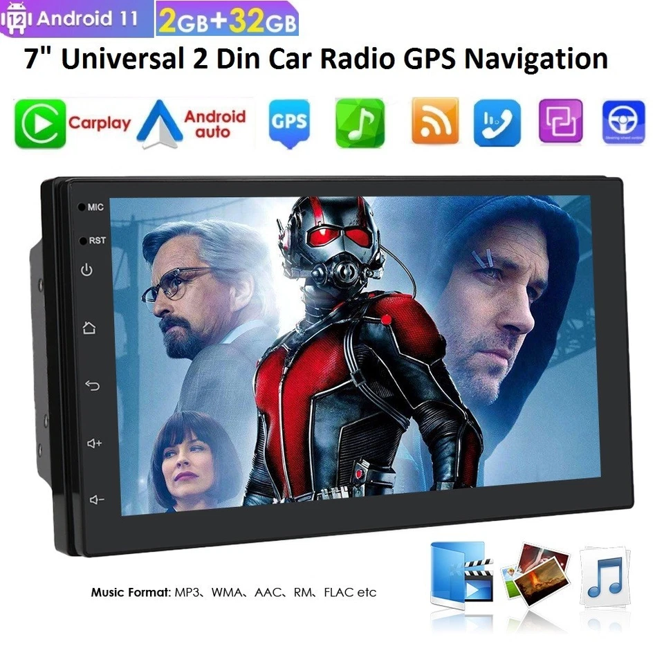 7" Double 2 Din Android Car Stereo Radio MP5 Player GPS Navigation FM RDS 32GB - Image 2 of 4