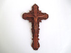 VTG Ornate Syroco Wood Crucifix Corpus Jesus Nailed to Cross INRI Wall Hanging — photo 1