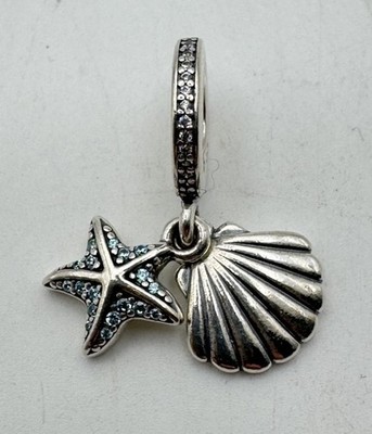 Pandora ALE Sterling Silver Tropical Starfish  Seashell Dangle Charm 79207CZF