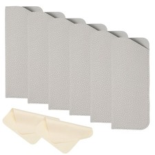 6 Pcs 3x6.9" Leather Eyeglass Cases with 2 Cleaning Clothes, Light Gray