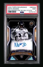 NATE WIGGINS 2024 TOPPS RESURGENCE BLACK STATIC RC AUTO PSA 9 RAVENS 2/2 JERSEY#