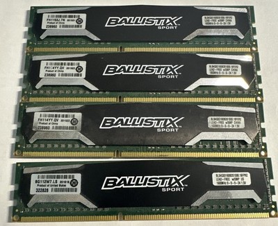 16GB Crucial Ballistix Sport 4 x 4GB DDR3-1600MHz Desktop Ram BLS4G3D1609DS1S00